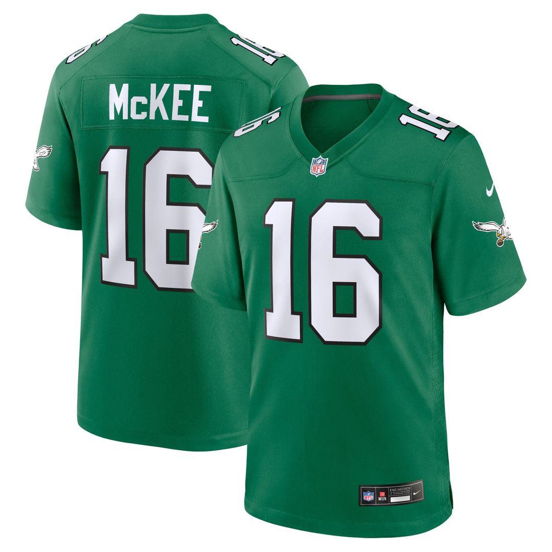Philadelphia Eagles Tanner McKee Nike Kelly Green Alternate Game Jersey product image 1, provided for visual reference and