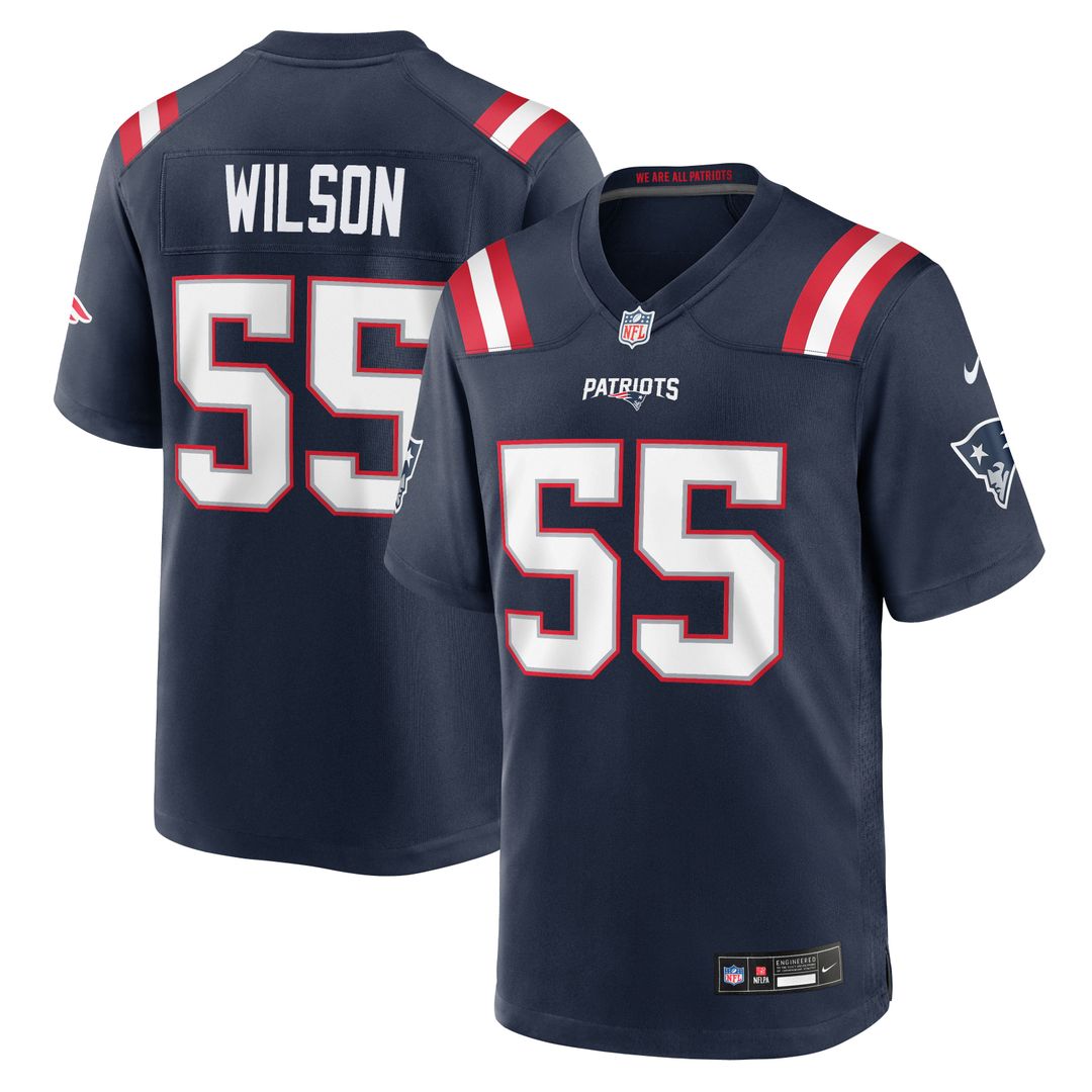 New England Patriots Jared Wilson Nike Navy Team Game Jersey product image 1, provided for visual reference and product
