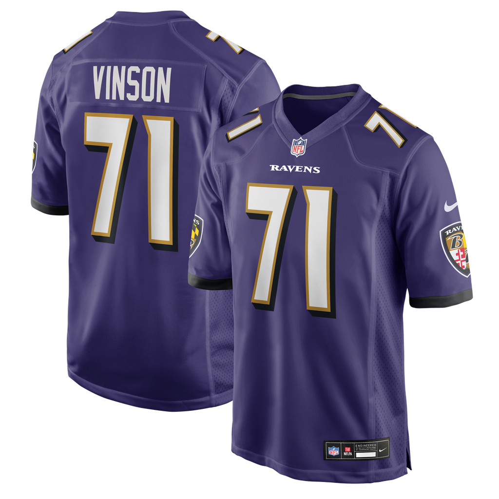 Baltimore Ravens Carson Vinson Nike Purple Team Game Jersey product image 1, provided for visual reference and product