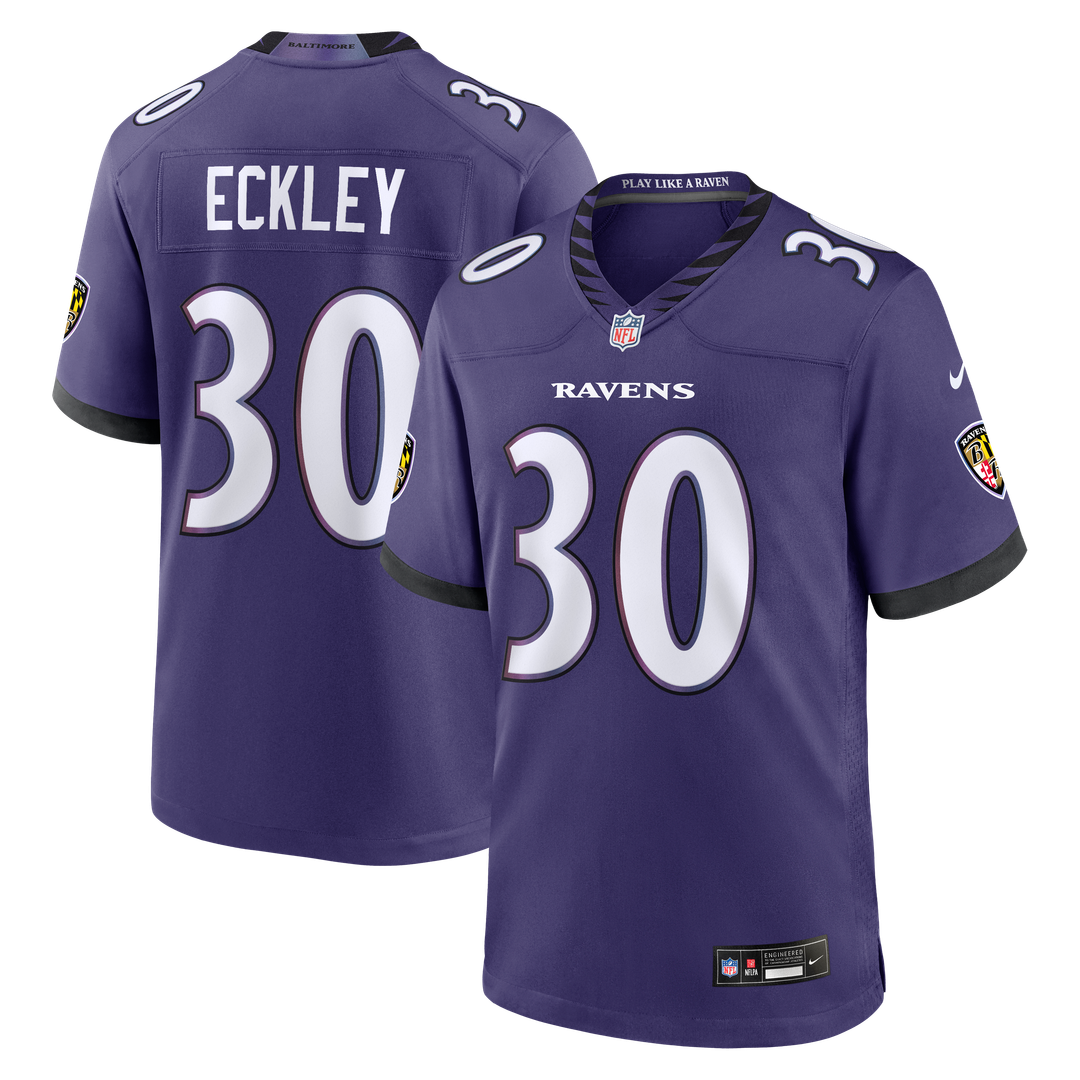 Baltimore Ravens Ryan Eckley Nike Purple Team Game Jersey product image 1, provided for visual reference and product detail