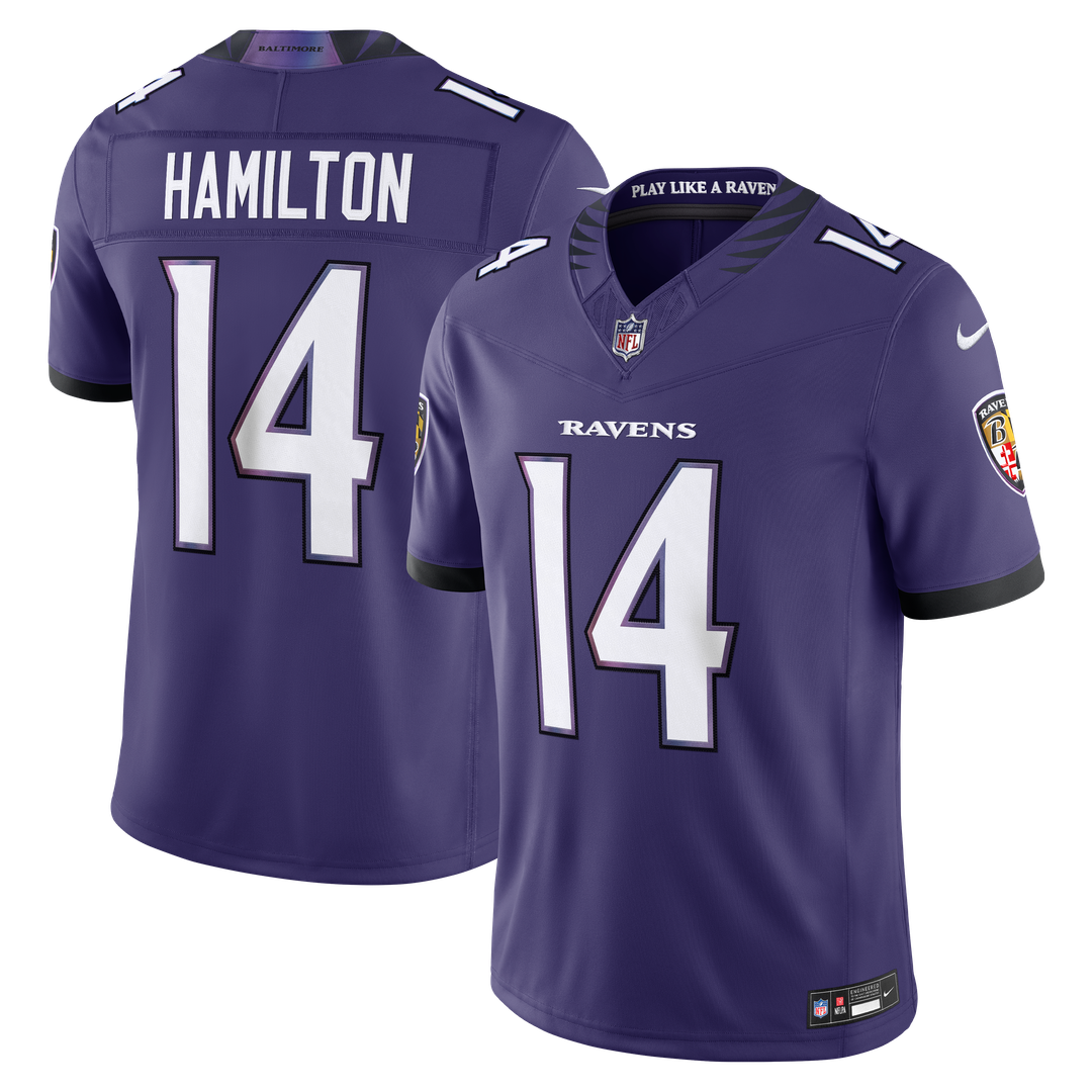Baltimore Ravens Kyle Hamilton Nike Purple Team Vapor F.U.S.E. Stitched Limited Jersey product image 1, provided for visual