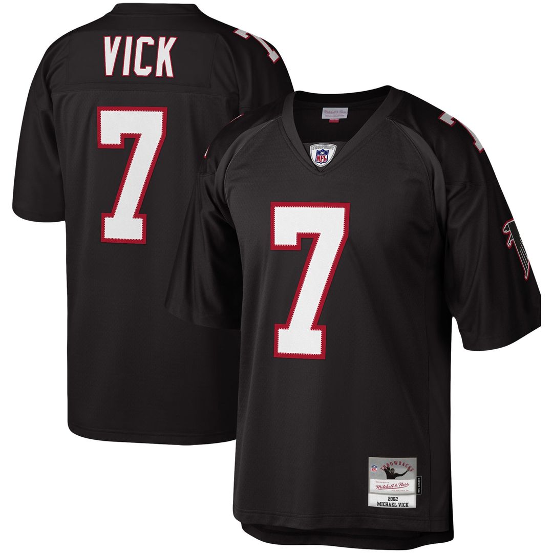 Atlanta Falcons Michael Vick Mitchell & Ness Black Legacy Replica Jersey product image 1, provided for visual reference and