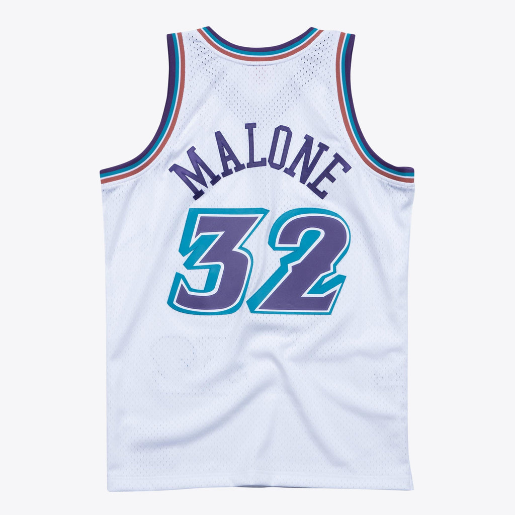 Utah Jazz Karl Malone 1996 Hardwood Classics Swingman Jersey By Mitchell & Ness - White product image 1, provided for visual