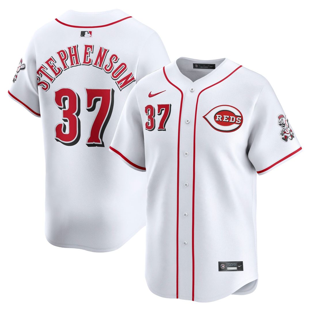 Cincinnati Reds Tyler Stephenson Nike White Home Limited Player Jersey product image 1, provided for visual reference and