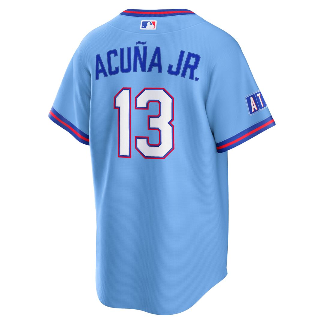 Atlanta Braves Ronald Acuña Jr. Nike Powder Blue 2026 City Connect Stadium Jersey product image 3, provided for visual