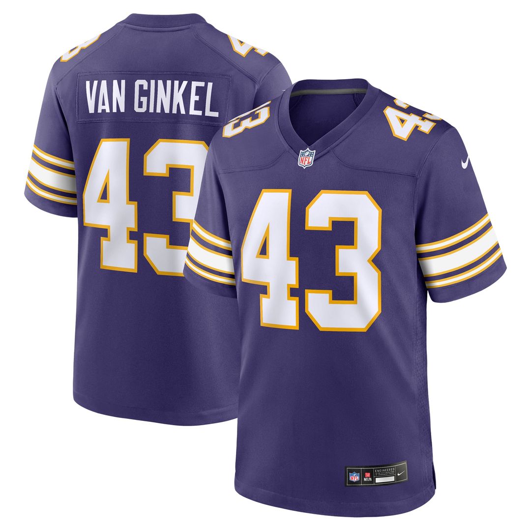 Minnesota Vikings Andrew Van Ginkel Nike Purple Alternate Game Jersey product image 1, provided for visual reference and