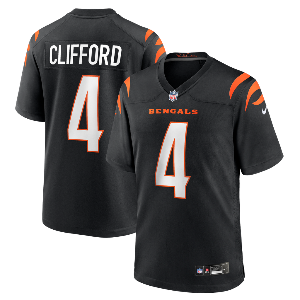 Cincinnati Bengals Sean Clifford Nike Black Team Game Jersey product image 1, provided for visual reference and product