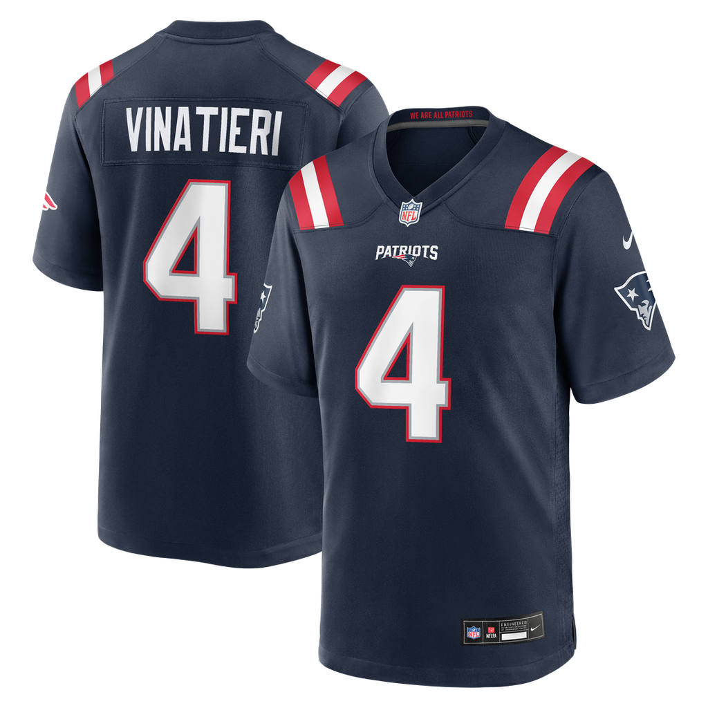 New England Patriots Adam Vinatieri Nike Navy Team Retired Game Jersey product image 1, provided for visual reference and
