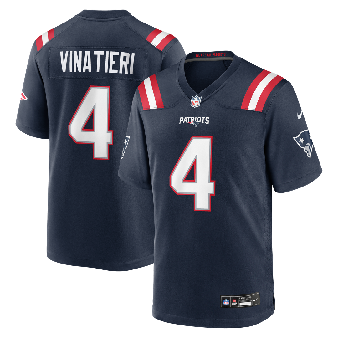 New England Patriots Adam Vinatieri Nike Navy Team Retired Game Jersey product image 1, provided for visual reference and