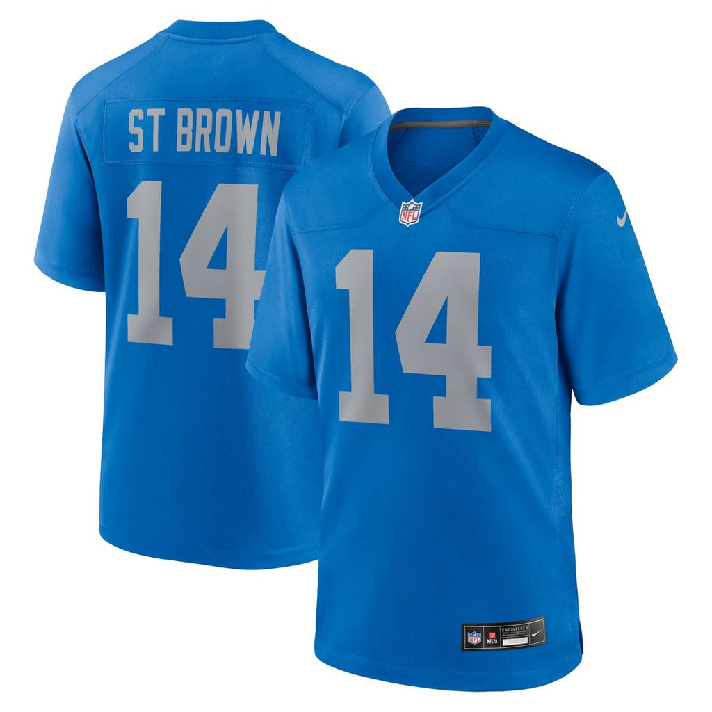 Detroit Lions Amon-Ra St. Brown Nike Blue Alternate Game Jersey product image 1, provided for visual reference and product