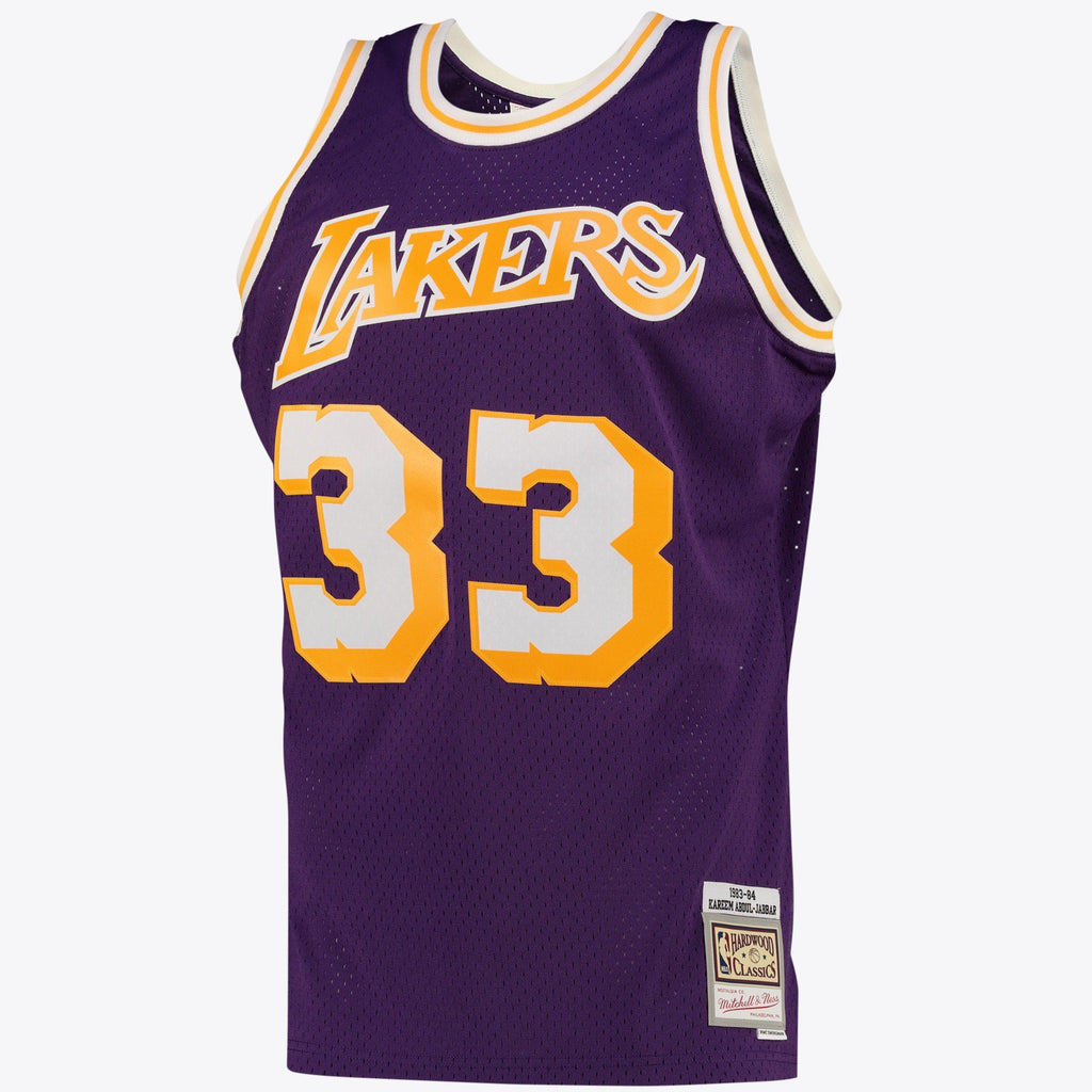 Los Angeles Lakers Kareem Abdul-Jabbar Alternate Swingman Jersey By Mitchell & Ness - Purple product image 2, provided for