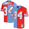Houston Oilers Earl Campbell Mitchell & Ness Red/Light Blue Gridiron Classics 1980 Split Legacy Replica Jersey product image