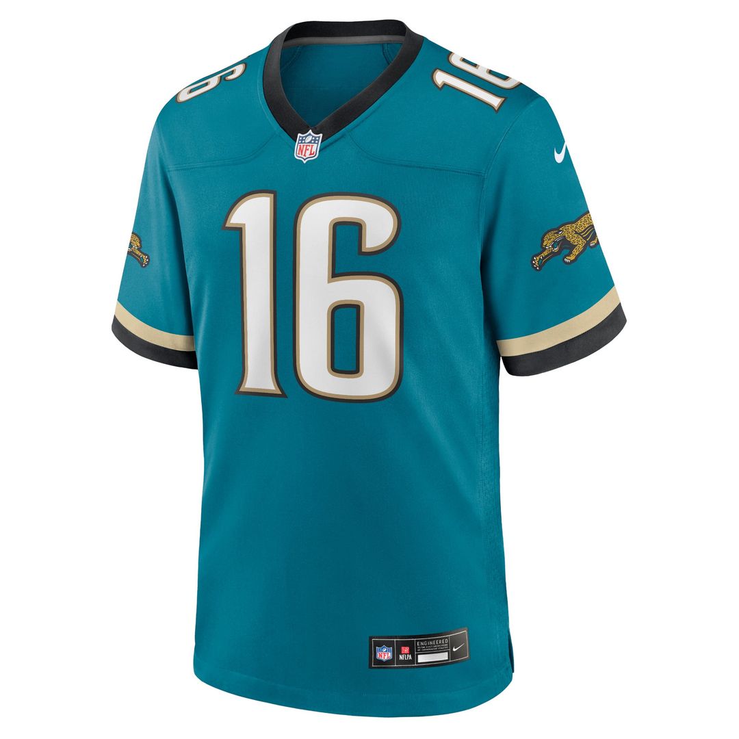 Jacksonville Jaguars Trevor Lawrence Nike Teal Prowler Throwback Player Game Jersey product image 2, provided for visual