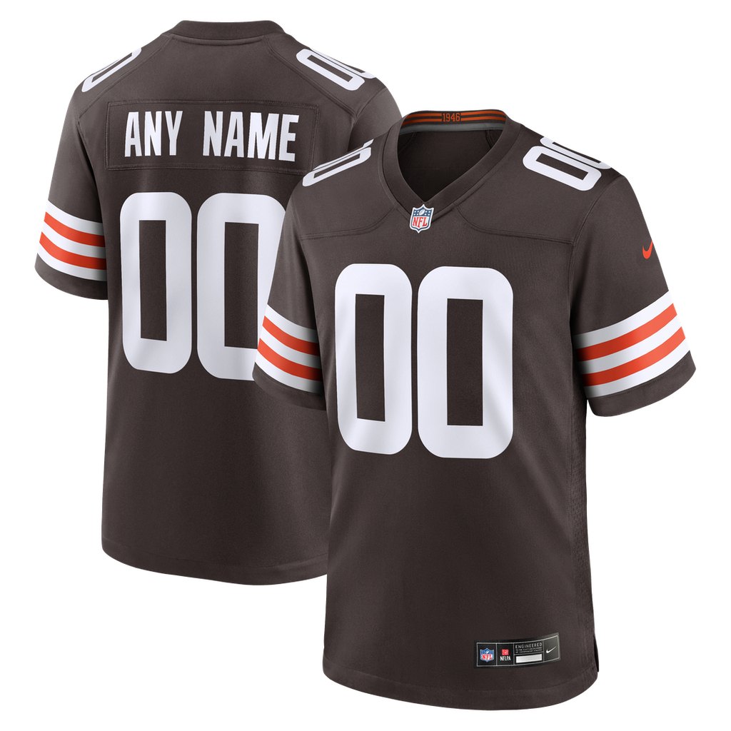 Nike Cleveland Browns Brown Custom Game Jersey product image 1, provided for visual reference and product detail review