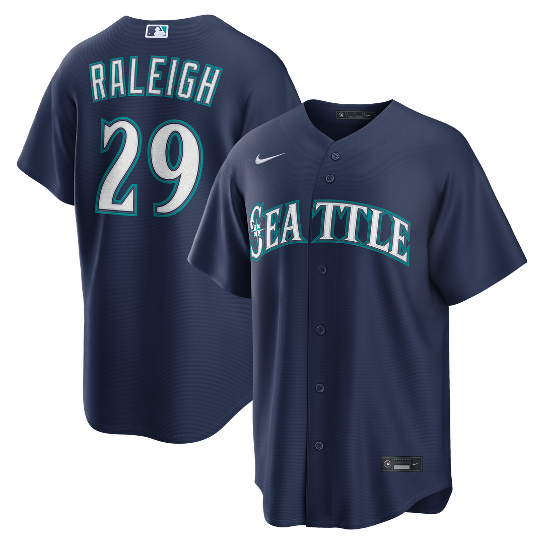 Seattle Mariners Cal Raleigh Nike Navy Road Replica Jersey product image 4, provided for visual reference and product detail