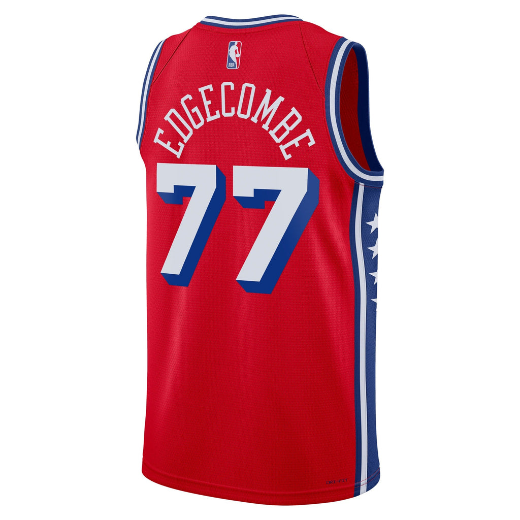 Philadelphia 76ers Jordan Brand Statement Edition Swingman Jersey - Red - VJ Edgecombe - Unisex product image 4, provided