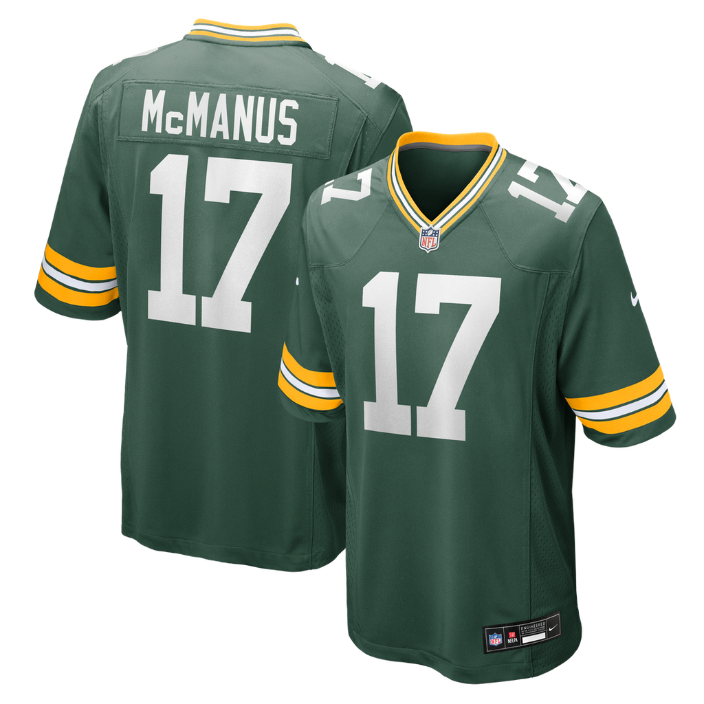 Green Bay Packers Brandon McManus Nike Green Team Game Jersey product image 1, provided for visual reference and product