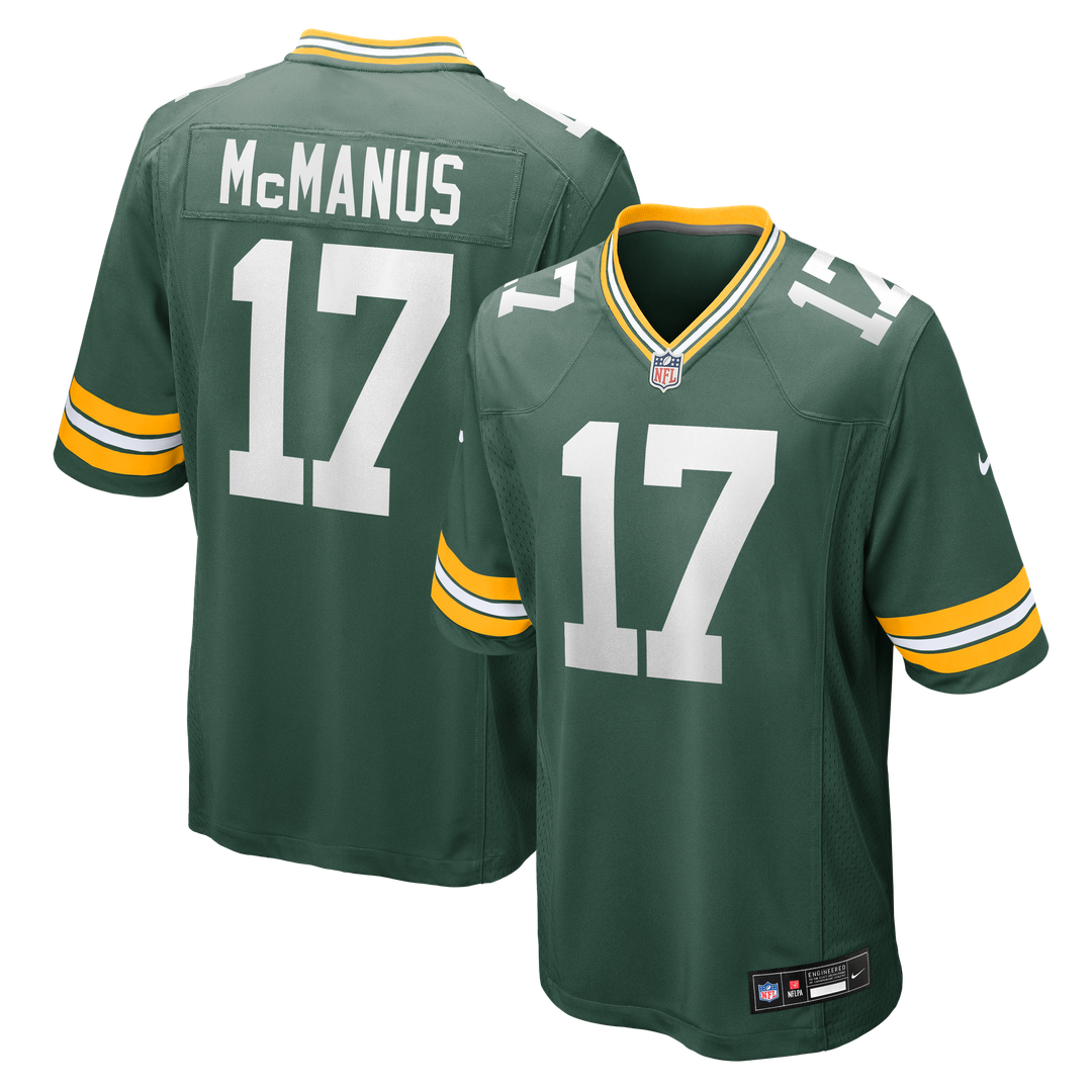 Green Bay Packers Brandon McManus Nike Green Team Game Jersey product image 1, provided for visual reference and product