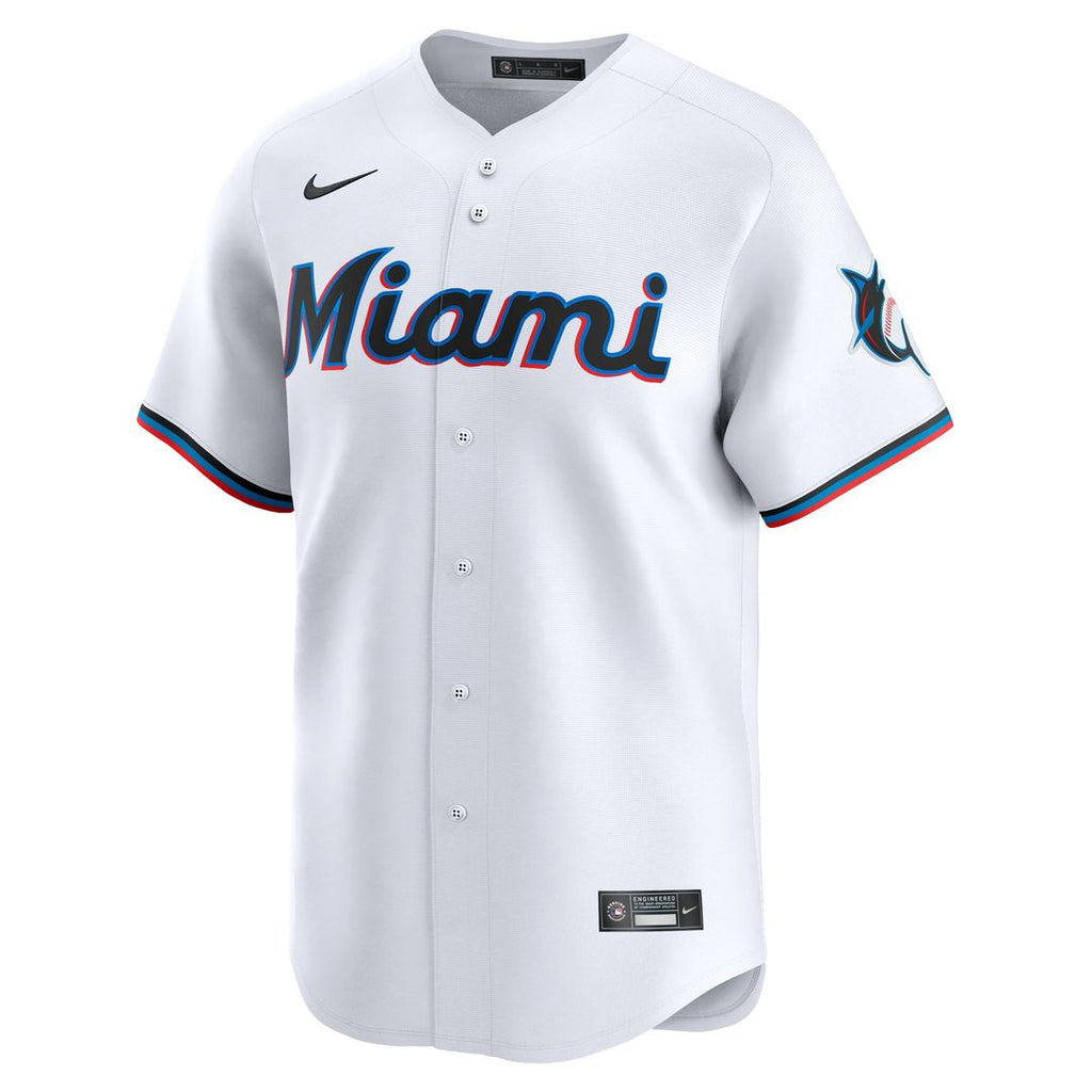 Miami Marlins Nike White #1 Dad Home Limited Jersey product image 2, provided for visual reference and product detail review