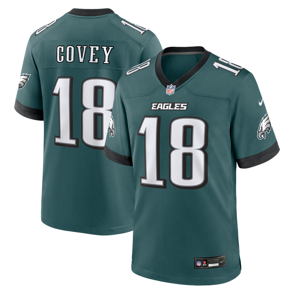 Philadelphia Eagles Britain Covey Nike Midnight Green Team Game Jersey product image 1, provided for visual reference and