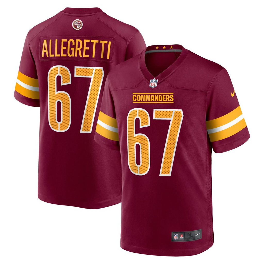 Washington Commanders Nick Allegretti Nike Burgundy Game Jersey product image 1, provided for visual reference and product