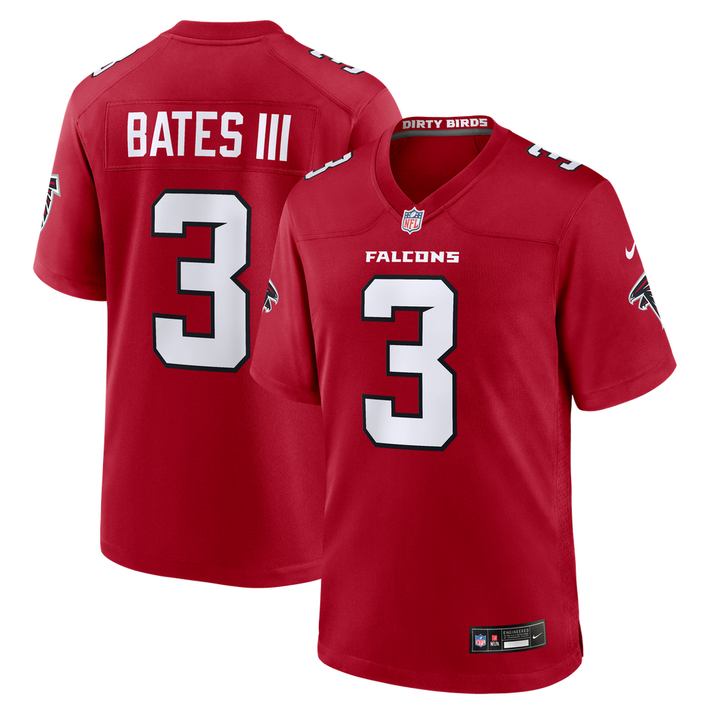 Atlanta Falcons Jessie Bates III Nike Red Game Jersey product image 1, provided for visual reference and product detail