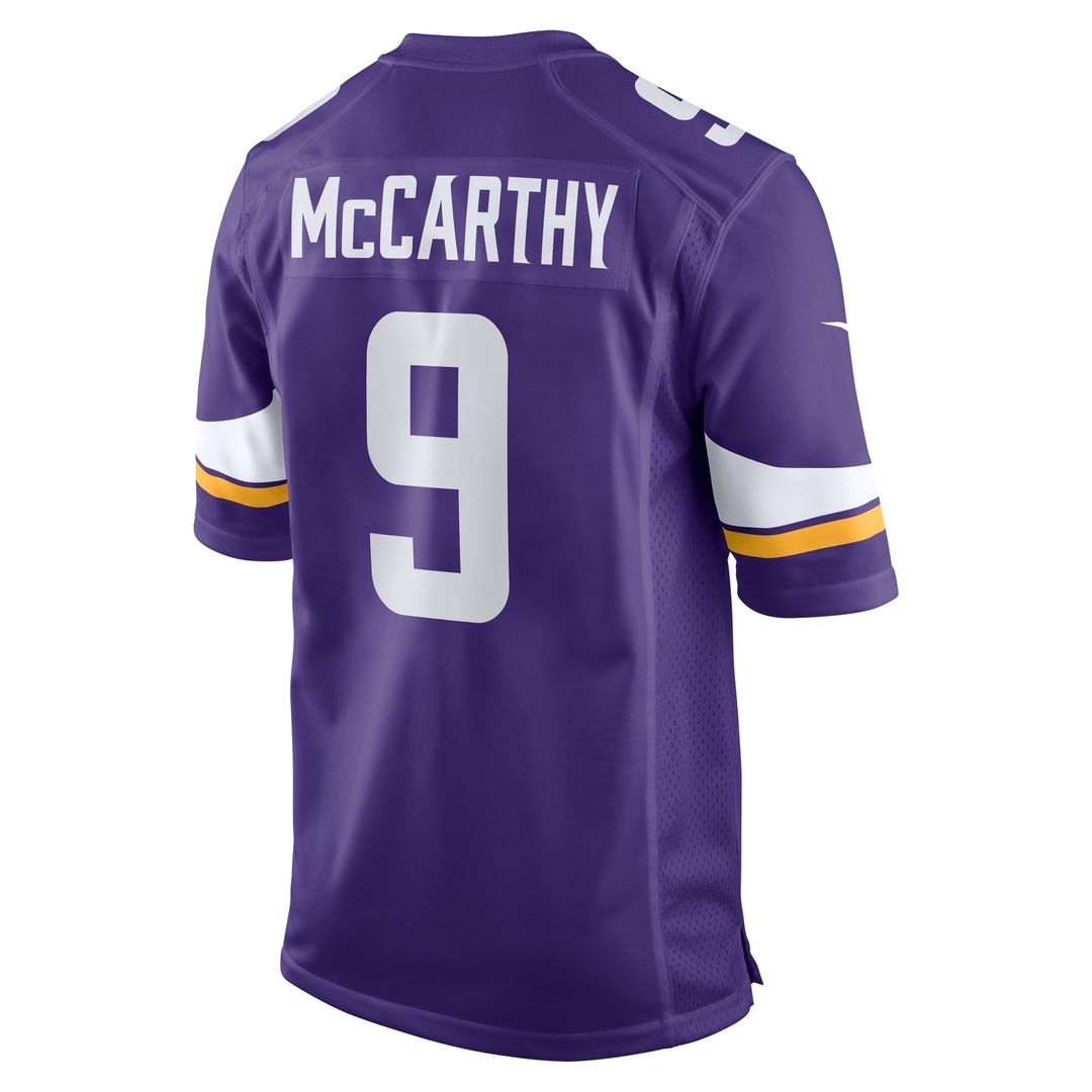 Minnesota Vikings J.J. McCarthy Nike Purple Player Game Jersey product image 3, provided for visual reference and product