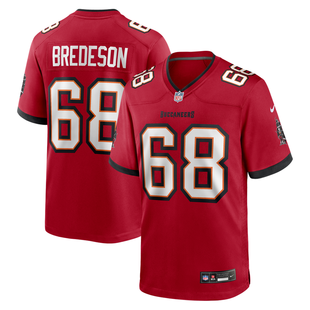 Tampa Bay Buccaneers Ben Bredeson Nike Red Game Jersey product image 1, provided for visual reference and product detail