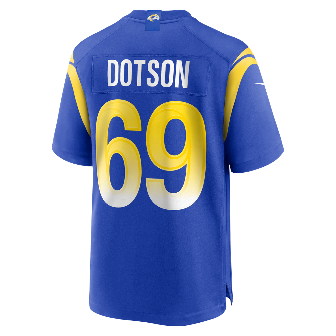 Los Angeles Rams Kevin Dotson Nike Royal Game Jersey product image 3, provided for visual reference and product detail review