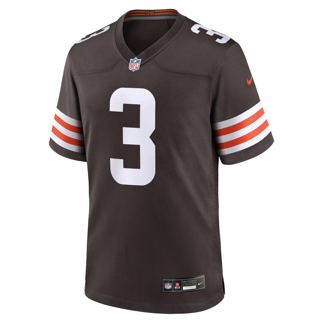 Cleveland Browns Jerry Jeudy Nike Brown Game Jersey product image 2, provided for visual reference and product detail review