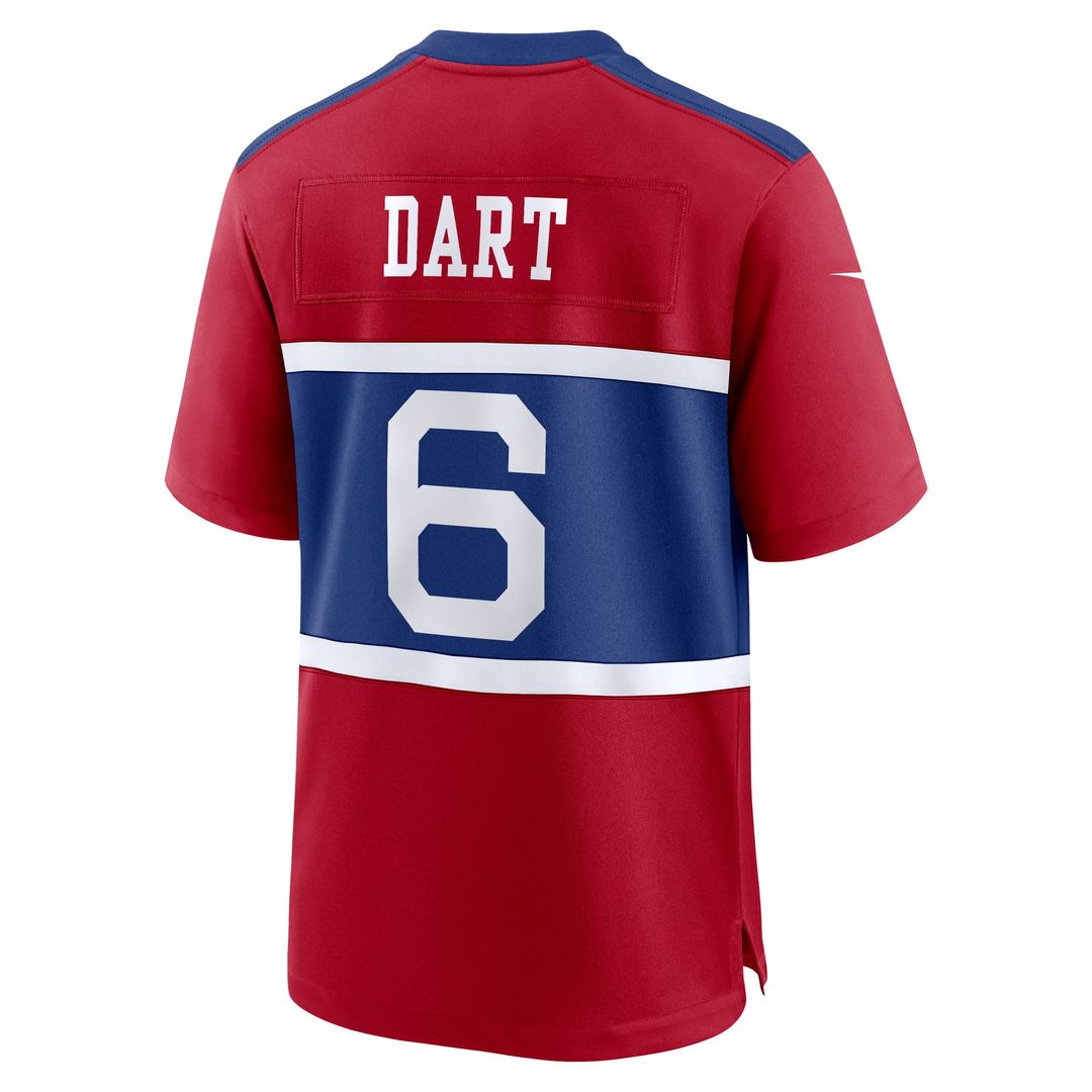 New York Giants Jaxson Dart Nike Red Alternate Century Red Game Jersey product image 9, provided for visual reference and