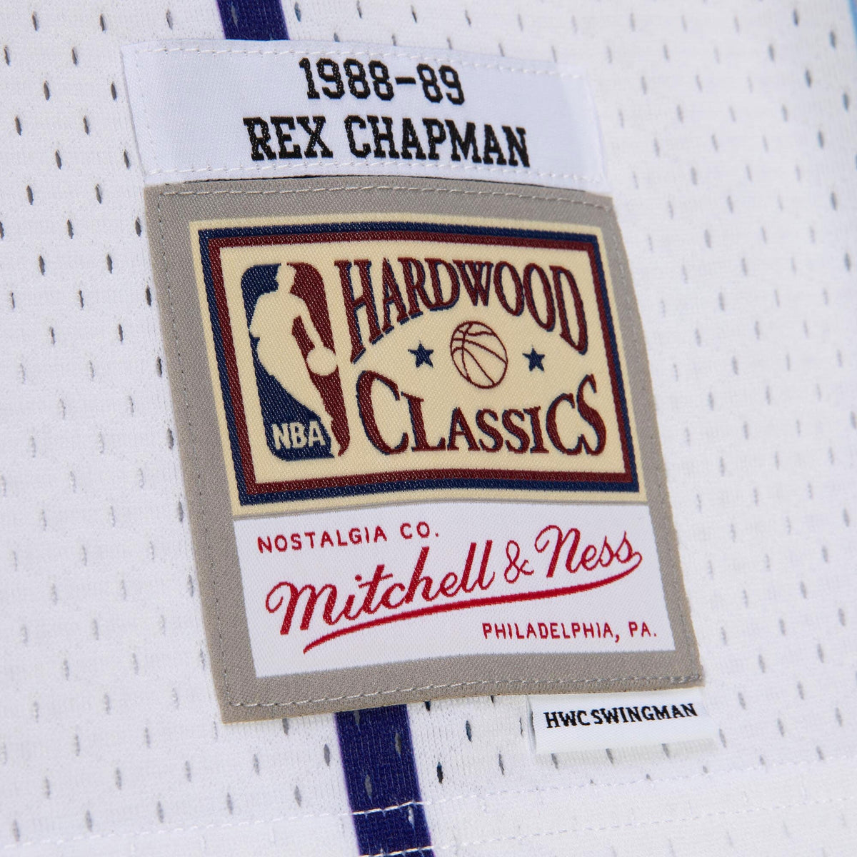 Charlotte Hornets Mitchell & Ness Rex Chapman 1988 Authentic Jersey - White product image 8, provided for visual reference