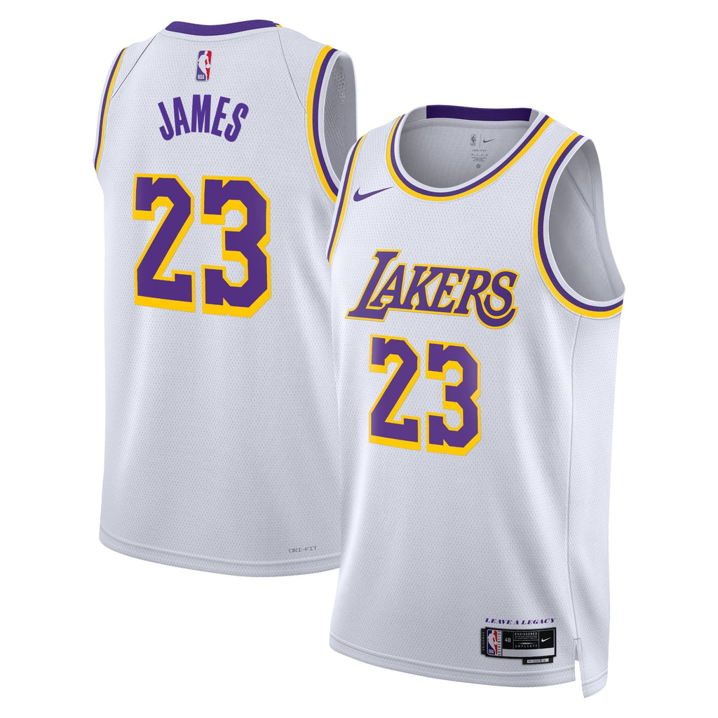Los Angeles Lakers Nike Association Edition Swingman Jersey - White - Lebron James - Unisex product image 1, provided for
