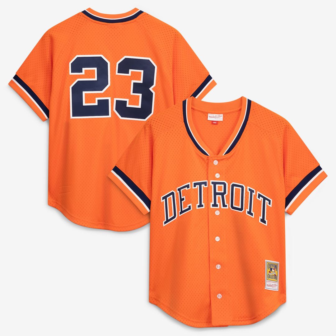Detroit Tigers Kirk Gibson Mitchell & Ness Orange Cooperstown Collection Mesh Batting Practice Button-Up Jersey product