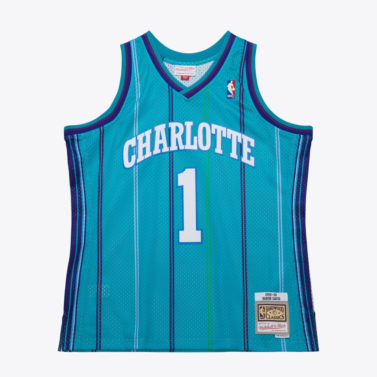 Charlotte Hornets Mitchell & Ness Baron Davis 1999 Swingman Road Authentic Jersey - Teal product image 3, provided for
