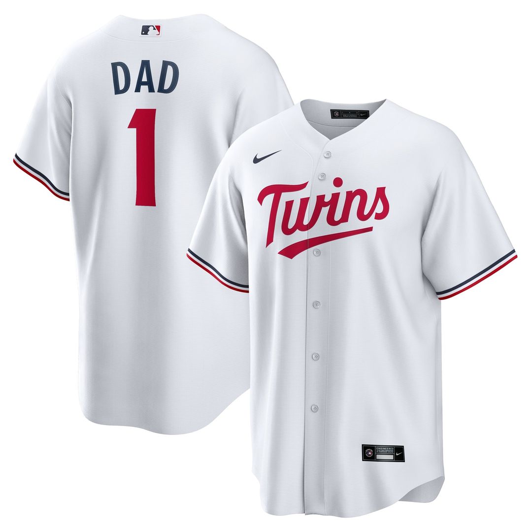 Minnesota Twins Nike White #1 Dad Home Replica Jersey product image 1, provided for visual reference and product detail