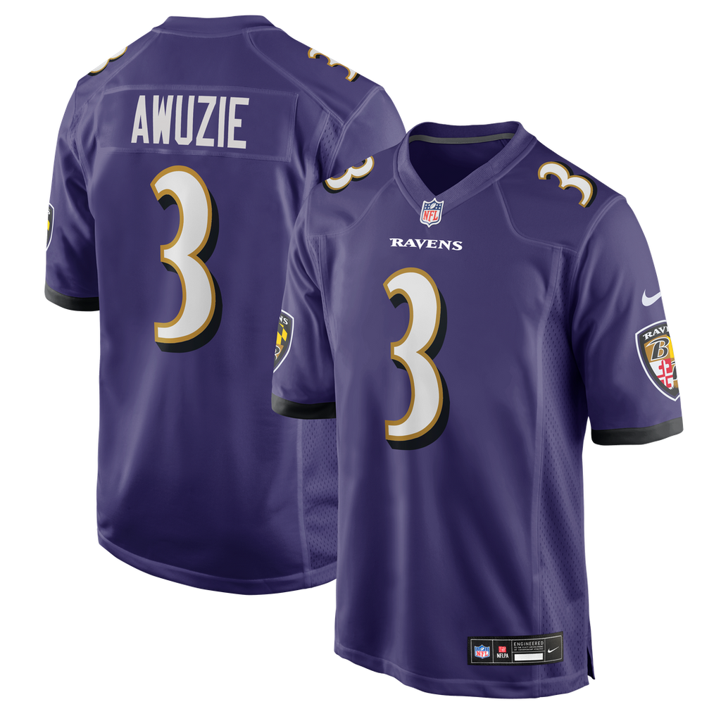 Baltimore Ravens Chidobe Awuzie Nike Purple Team Game Jersey product image 1, provided for visual reference and product