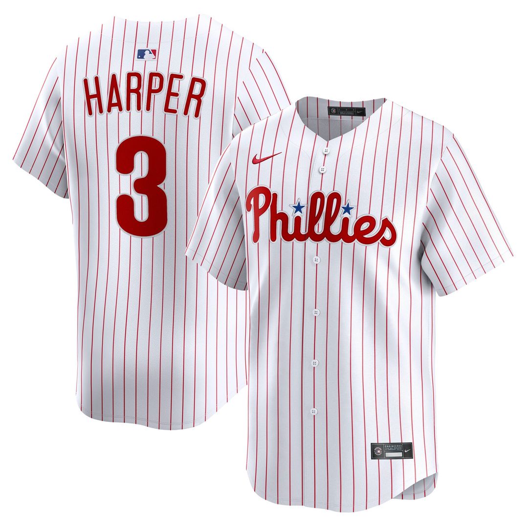 Philadelphia Phillies Bryce Harper Nike White Home Limited Player Jersey product image 11, provided for visual reference and