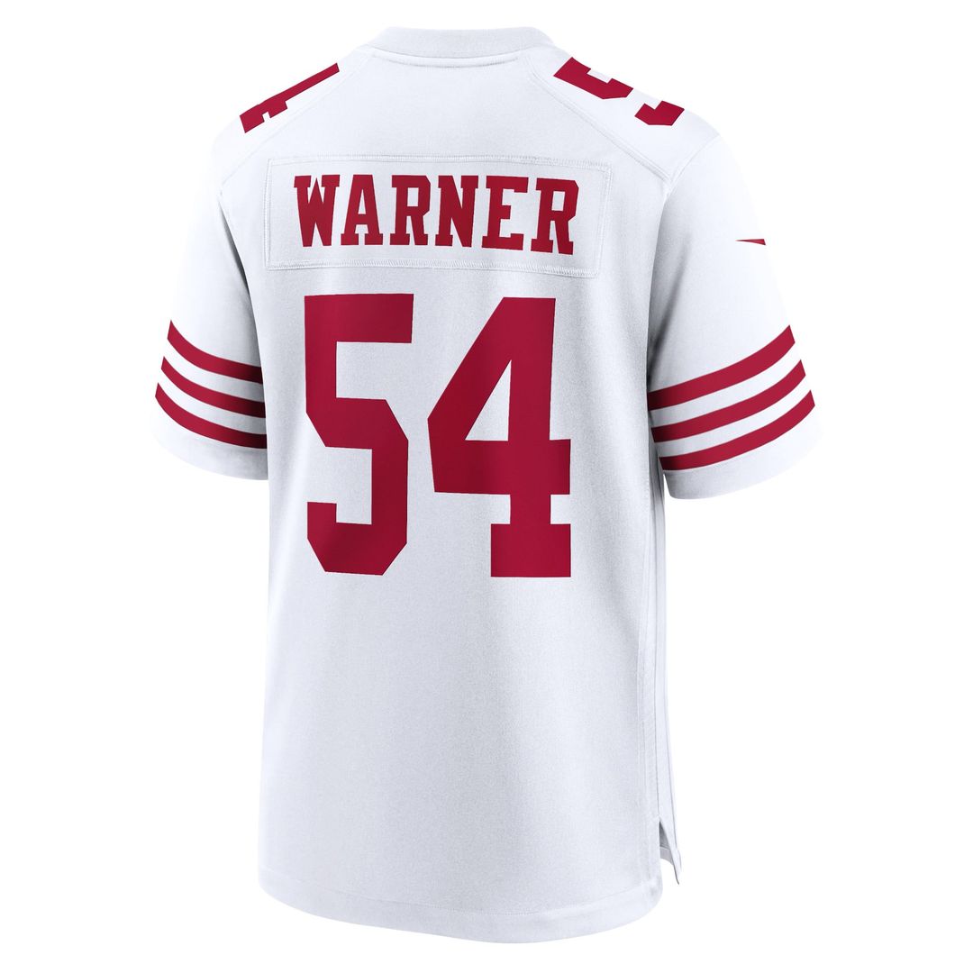 San Francisco 49ers Fred Warner Nike White Player Game Jersey product image 3, provided for visual reference and product