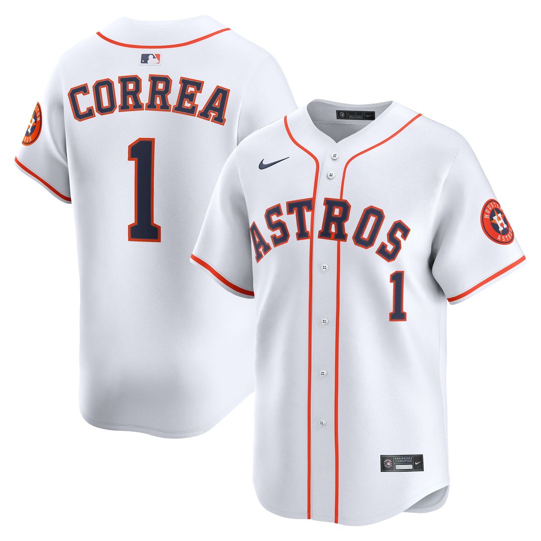Houston Astros Carlos Correa Nike White Home Limited Player Jersey product image 1, provided for visual reference and