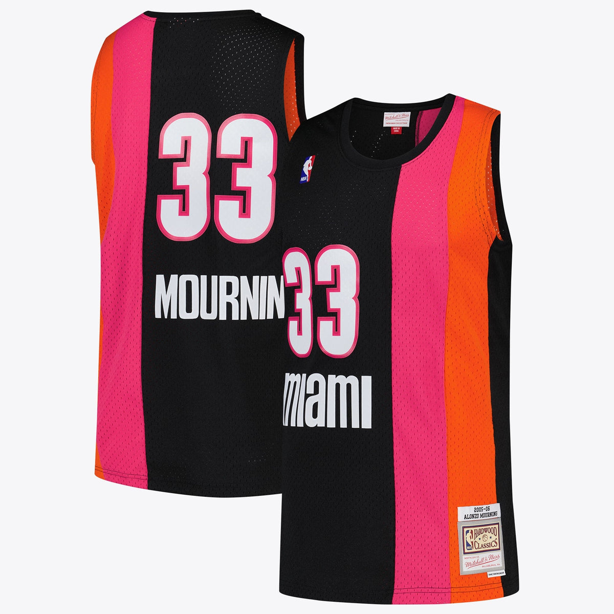 Miami Heat NBA Alonzo Mourning Hardwood Classics Road Jersey By Mitchell & Ness product image 2, provided for visual