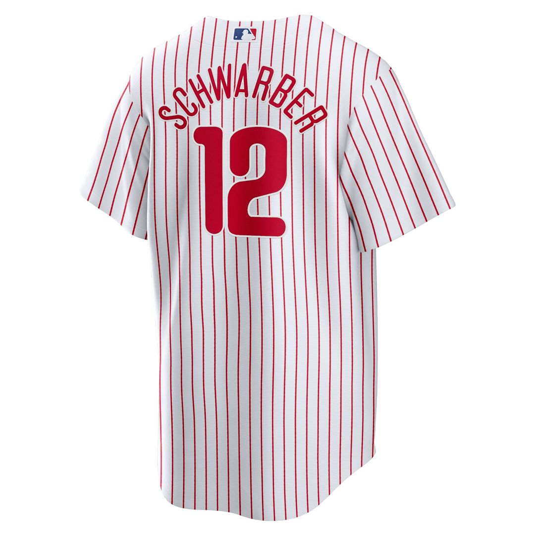 Philadelphia Phillies Kyle Schwarber Nike White Replica Player Jersey product image 3, provided for visual reference and