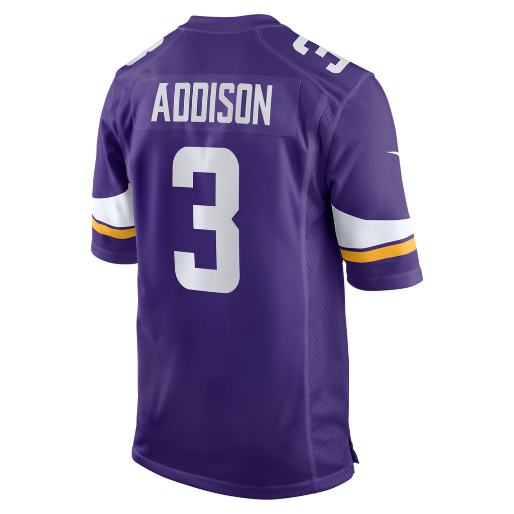 Minnesota Vikings Jordan Addison Nike Purple Game Jersey product image 11, provided for visual reference and product detail