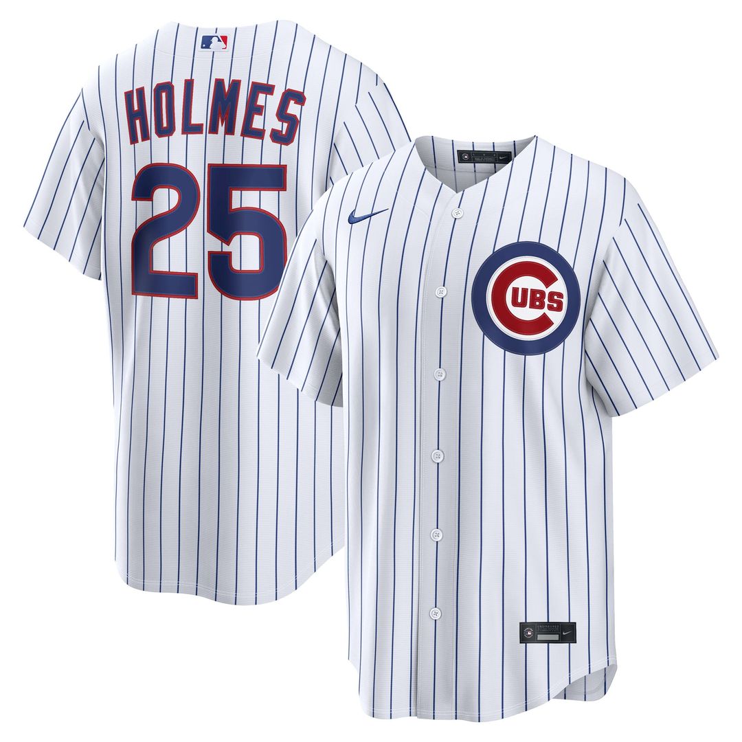 Chicago Cubs Clay Holmes Nike White Home Replica Jersey product image 1, provided for visual reference and product detail