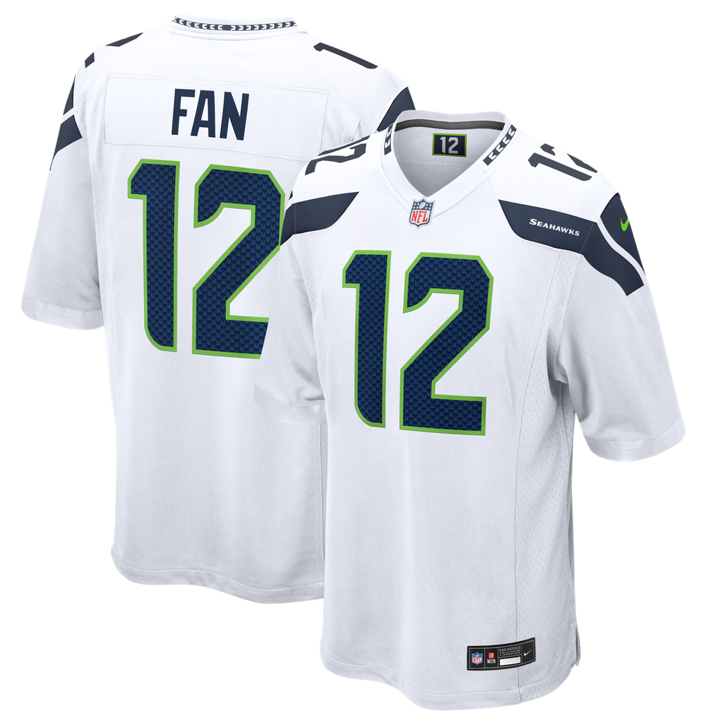 Seattle Seahawks 12s Nike White Game Jersey product image 1, provided for visual reference and product detail review
