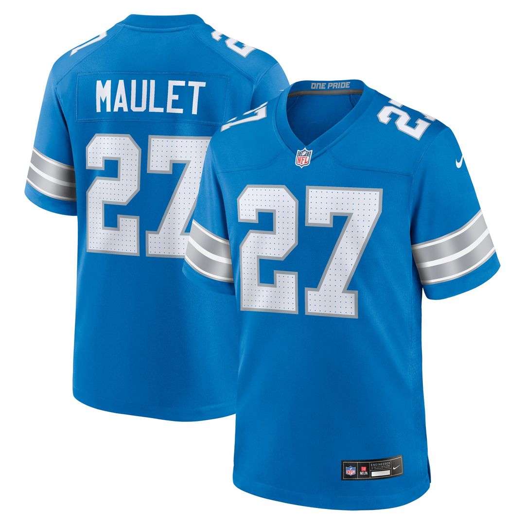 Detroit Lions Arthur Maulet Nike Blue Team Game Jersey product image 1, provided for visual reference and product detail