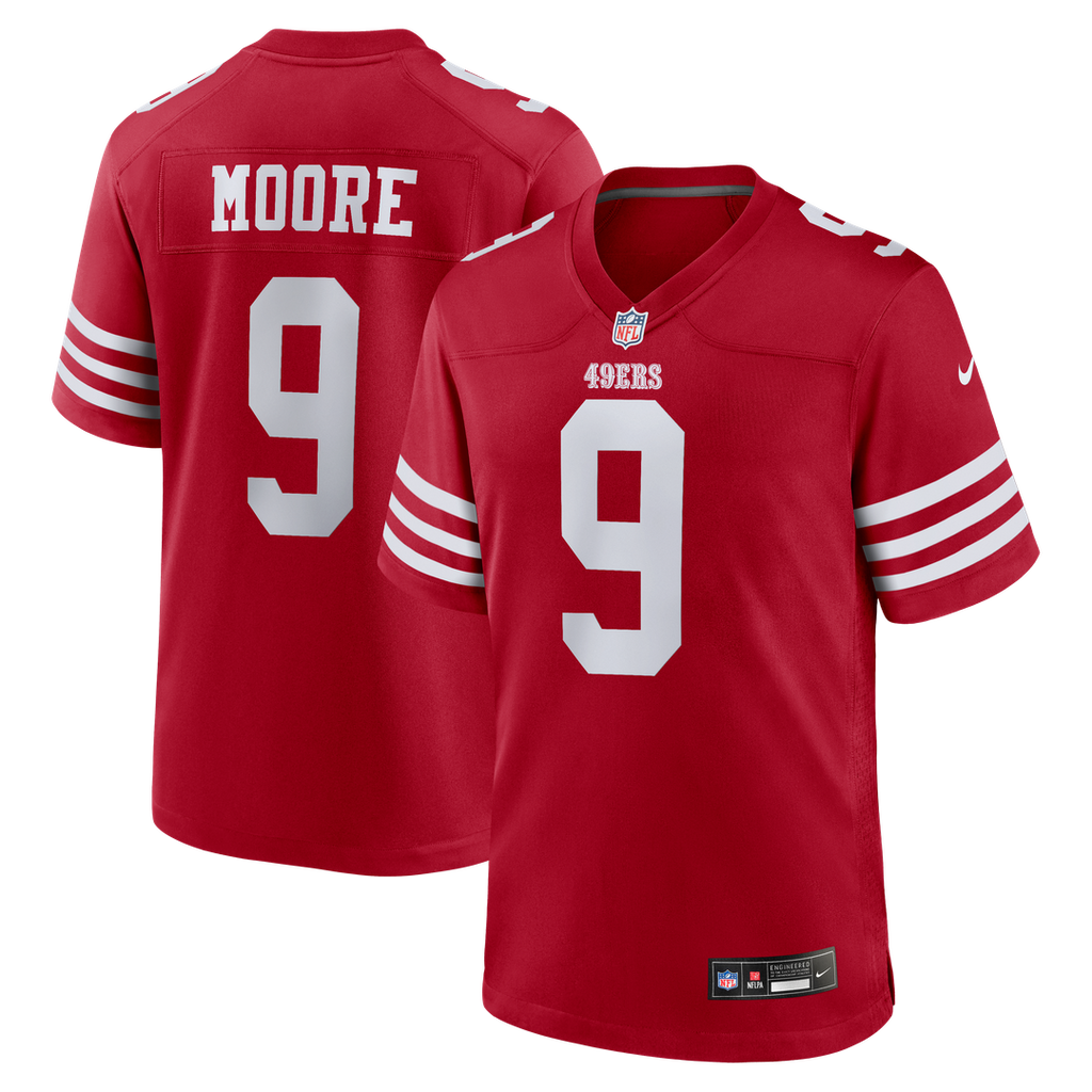 San Francisco 49ers Skyy Moore Nike Scarlet Team Game Jersey product image 1, provided for visual reference and product