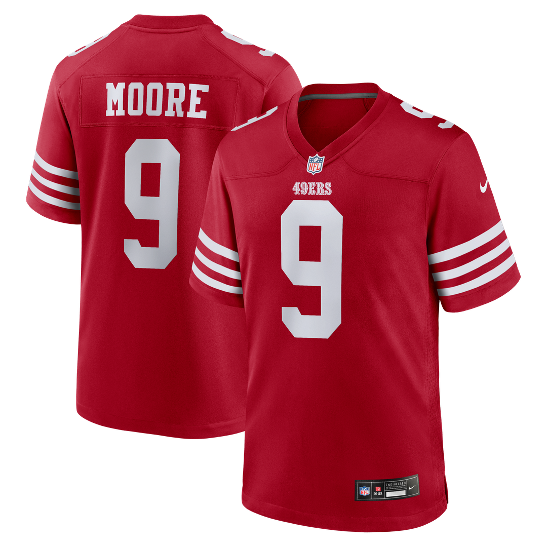 San Francisco 49ers Skyy Moore Nike Scarlet Team Game Jersey product image 1, provided for visual reference and product