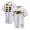 San Diego Padres Mason Miller Nike White Home Replica Jersey product image 1, provided for visual reference and product