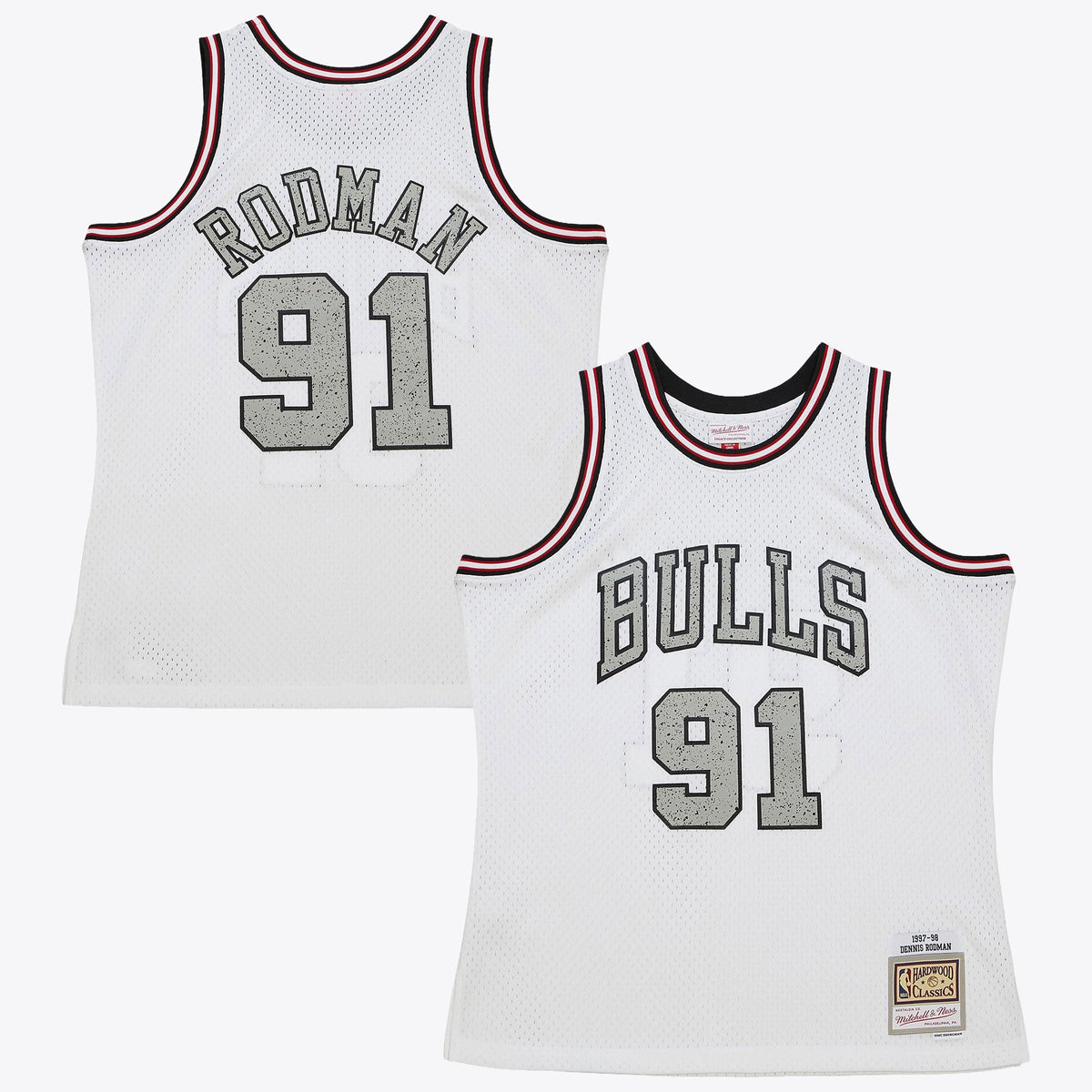 Chicago Bulls Mitchell & Ness Dennis Rodman 1997 Cracked Cement Swingman Jersey - White product image 2, provided for visual